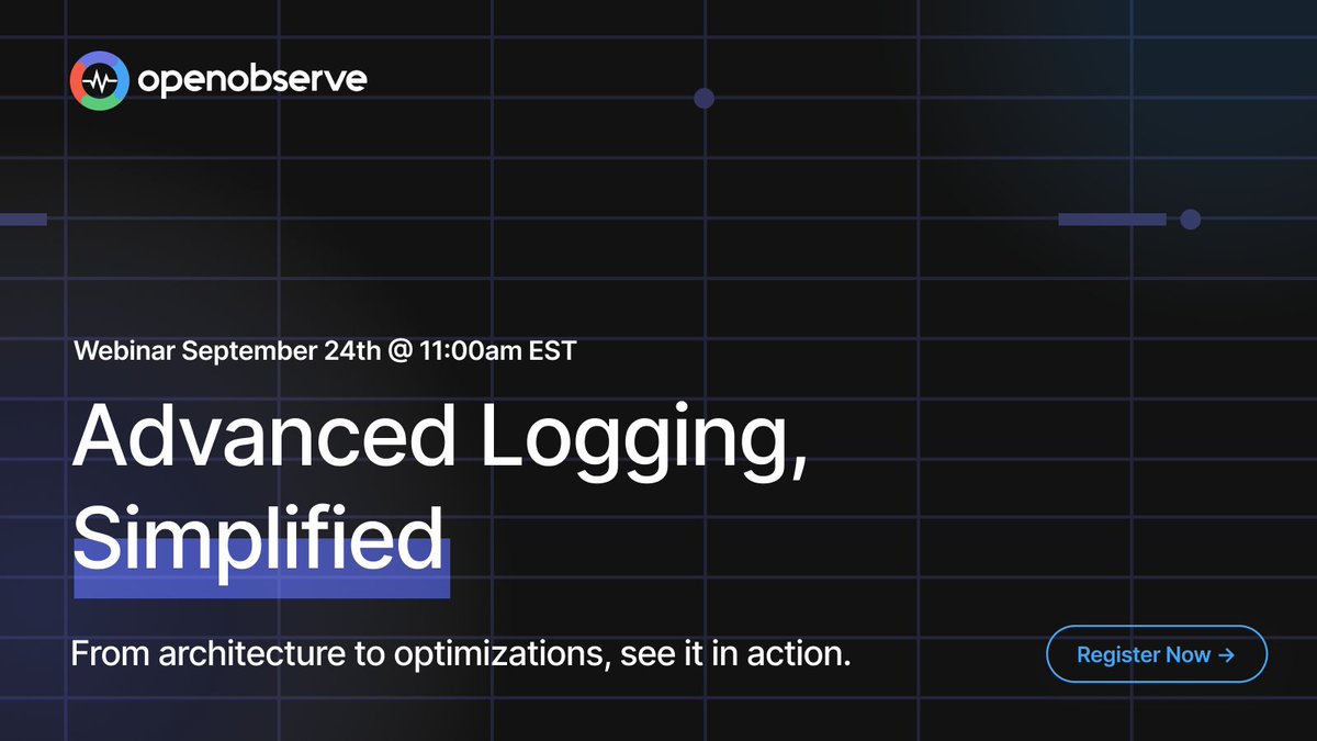 One week to go. Learn how to handle huge log volumes with lightning-fast search and performance that scales. Sept 24 @ 11am EST

Register: openobserve.ai/webinars-video…

#OpenObserve #Logging #DevOps #Observability #SRE