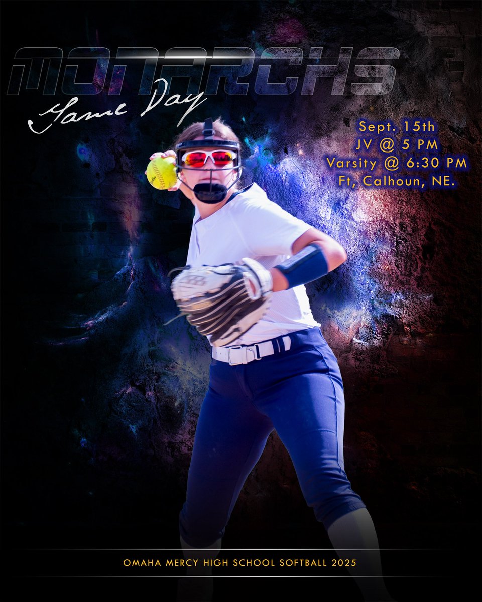 Following up our win yesterday with a JV/V doubleheader today! 

🗓️ Tuesday, September 16
📍 Fort Calhoun Softball Field
🆚 Fort Calhoun
⏰ JV: 5pm / V: 6:30pm
🔊 GC: Mercy Varsity Monarchs 

<a href="/MercyMonarchs/">Monarch Athletics</a> 

#Team2 #BAMO

Graphic: Josh King