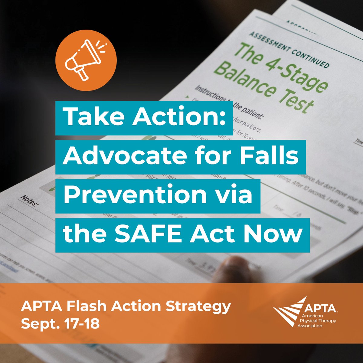 For the next two days - Sept 17 &amp; 18th - take part in APTA’s Flash Action Strategy, the digital rally to pass falls prevention legislation in the SAFE Act!

Contact congress on the SAFE Act (H.R. 1171/S. 2612) using this easy to use template letter here: apta.org/advocacy/take-…