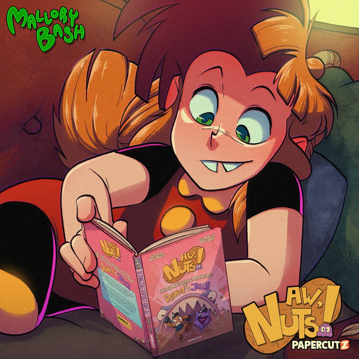 MisterParadigm's tweet photo. Doesn't get much more self-promotional than this, eh?
'Course my OC loves the graphic novel I'm selling. It's her favorite book, prob'ly. She has all the toys & blanket & the pillow & the toothpaste & Jelly's patent-pending face moisturizer.
#mallorybash #awnuts #papercutz https://t.co/UweKPadCUZ