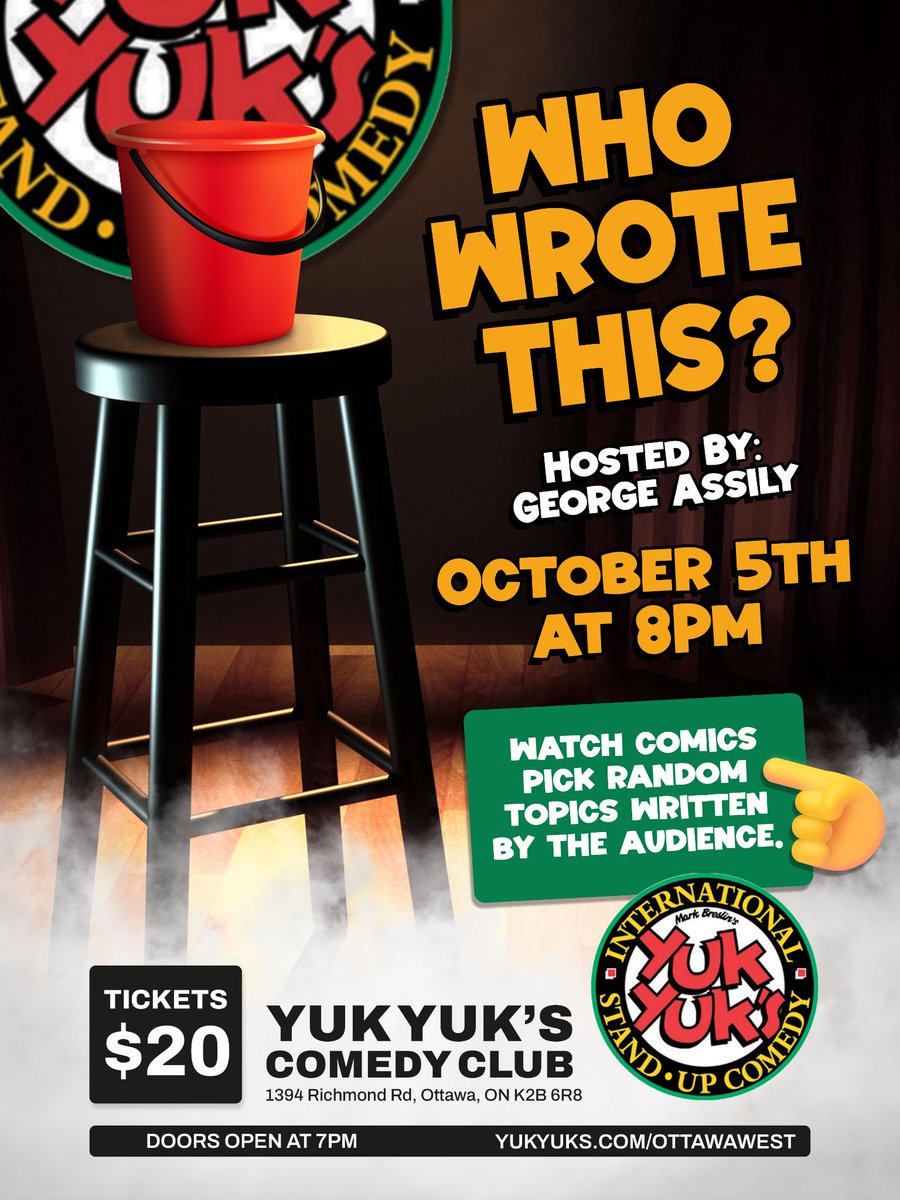 Sunday, October 5th! #Ottawa #Comedy 😃 😀 😄 😁