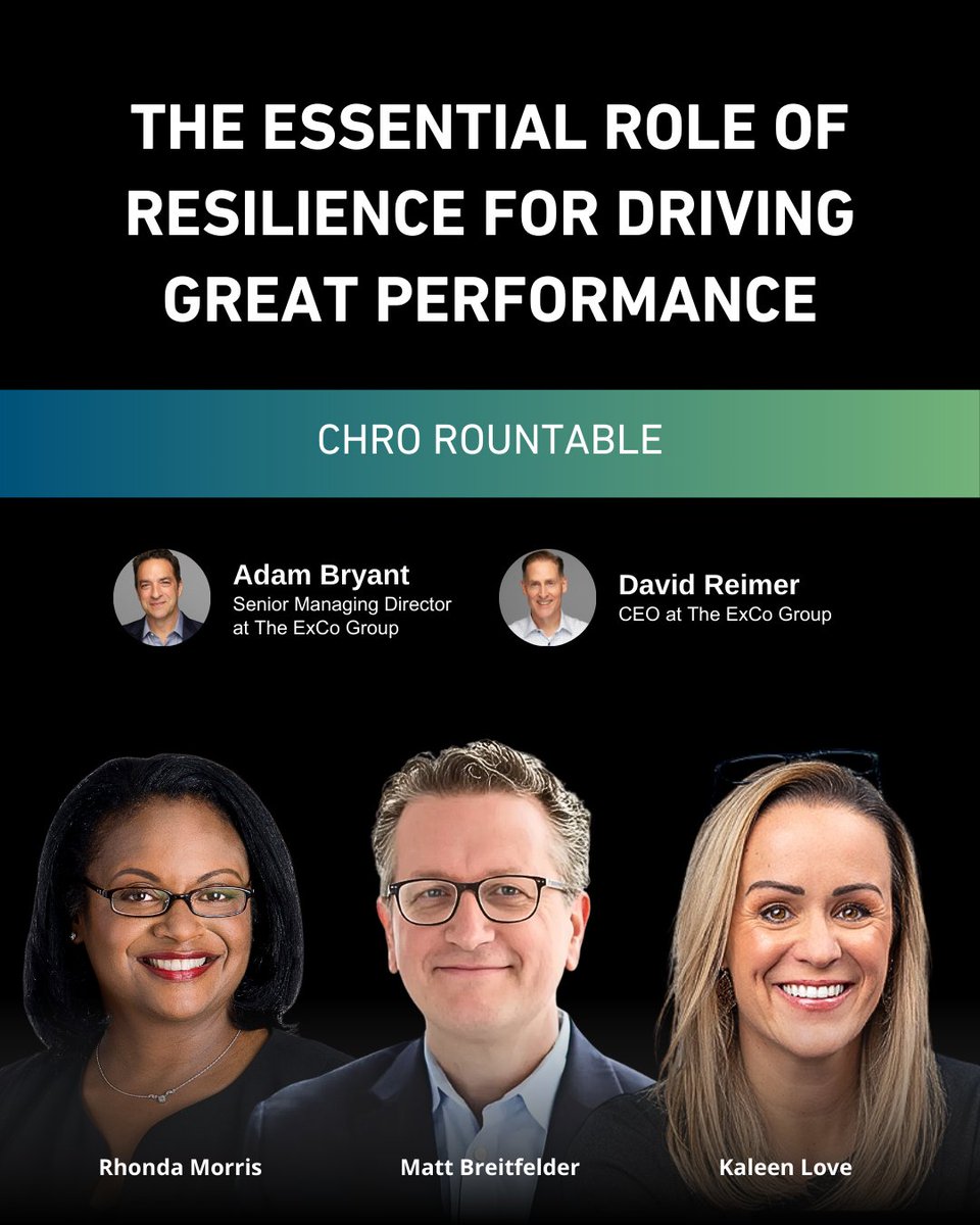 “Resilience is about doing what’s necessary to be great.”

This CHRO Roundtable w <a href="/ExCoLeadership/">The ExCo Group</a> features insights from CHROs at <a href="/apolloglobal/">Apollo Global Management, Inc.</a>, <a href="/InsidePMI/">Philip Morris International</a>, &amp; <a href="/Chevron/">Chevron</a> on failure, risk, and how to build a resilient culture.

hubs.ly/Q03JCqgt0

#ExCoLeadership #CHROInsights