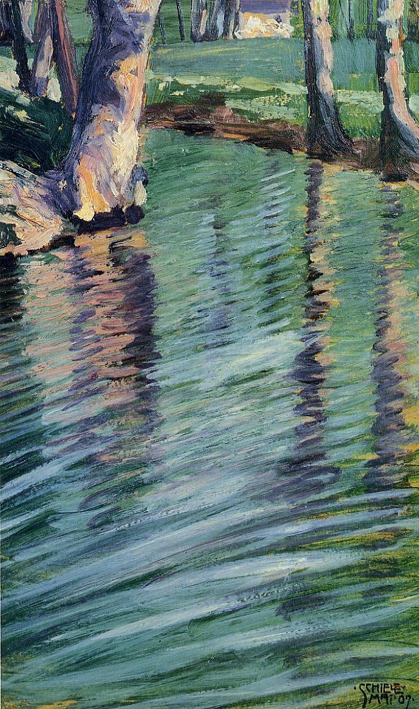 Trees Mirrored in a Pond, 1907 #artbots #schiele