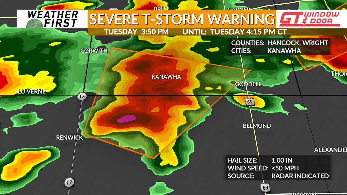 A Severe Thunderstorm Warning is in effect until Sep 16 4:15PM CDT for Hancock, Wright County. Seek shelter in the warned area stay with @ABC6News for updates.. kaaltv.com/live?utm_mediu…
Get mobile notifications: kaaltv.com/app?utm_medium… #ABC6WX #ABC6WX