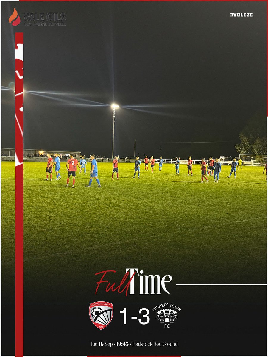 Devizes Town FC (@devizestownfc) on Twitter photo FT 1-3
Well how we made hard work of that I don’t know, could & should have been out of sight….
Credit to Radstock who got themselves back in it with 20 to play, but a Reader goal on his return to his former club finally seals the points.
⚽️⚽️ S McFarlane
⚽️ J Reader
🔴⚪️ FT 1-3
Well how we made hard work of that I don’t know, could & should have been out of sight….
Credit to Radstock who got themselves back in it with 20 to play, but a Reader goal on his return to his former club finally seals the points.
⚽️⚽️ S McFarlane
⚽️ J Reader
🔴⚪️
