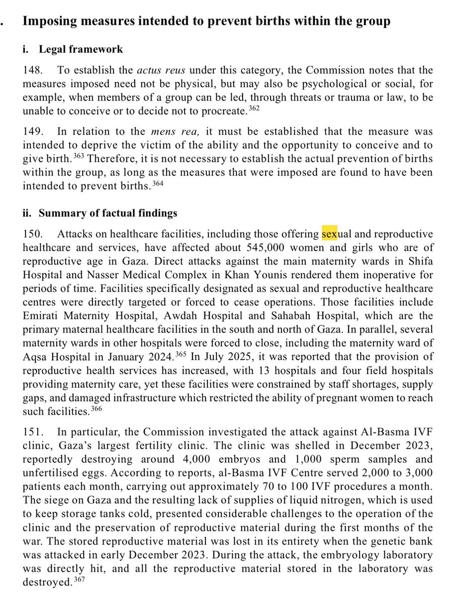 3/  Si tanto os importa la vida, las gestantes y los no nacidos, sepan señoras que este informe es DEMOLEDOR en lo relativo a cómo Israel destruye maternidades, clínicas, hospitales y todos los lugares donde se materna y se cría. Eso es también genocidio, <a href="/EsterMunoz85/">ESTER MUÑOZ</a>. 
Acabo👇🏾