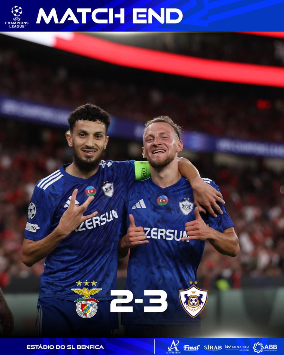 UMadayev's tweet photo. Fenerin yenemediği takımı deplasmanda yendiler. Təbriklər Qarabağ ! Lissabon fatehi 💙🤍🐎 https://t.co/WAfJZMe0dS