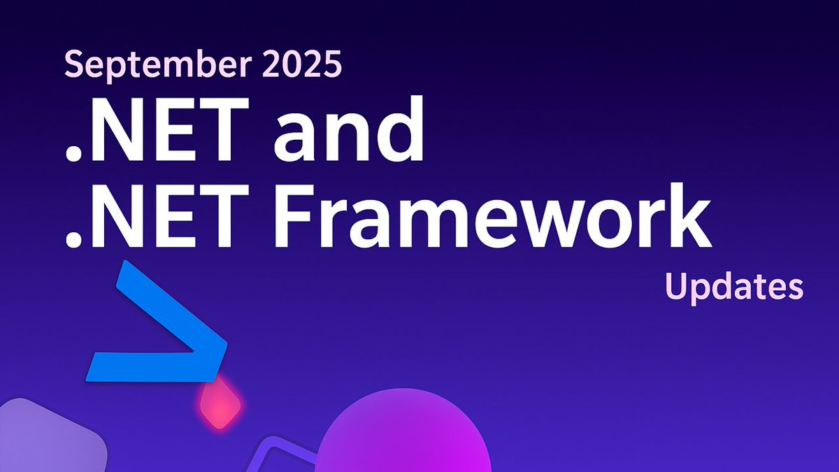 dotnet's tweet image. 🔧 September .NET Servicing Updates Are Live!
The latest refresh for .NET 8 and .NET 9 includes important non-security fixes across runtime, #ASPNET Core, and SDKs. .NET Framework also gets updated—no security (cont) msft.it/l/6010smSiE