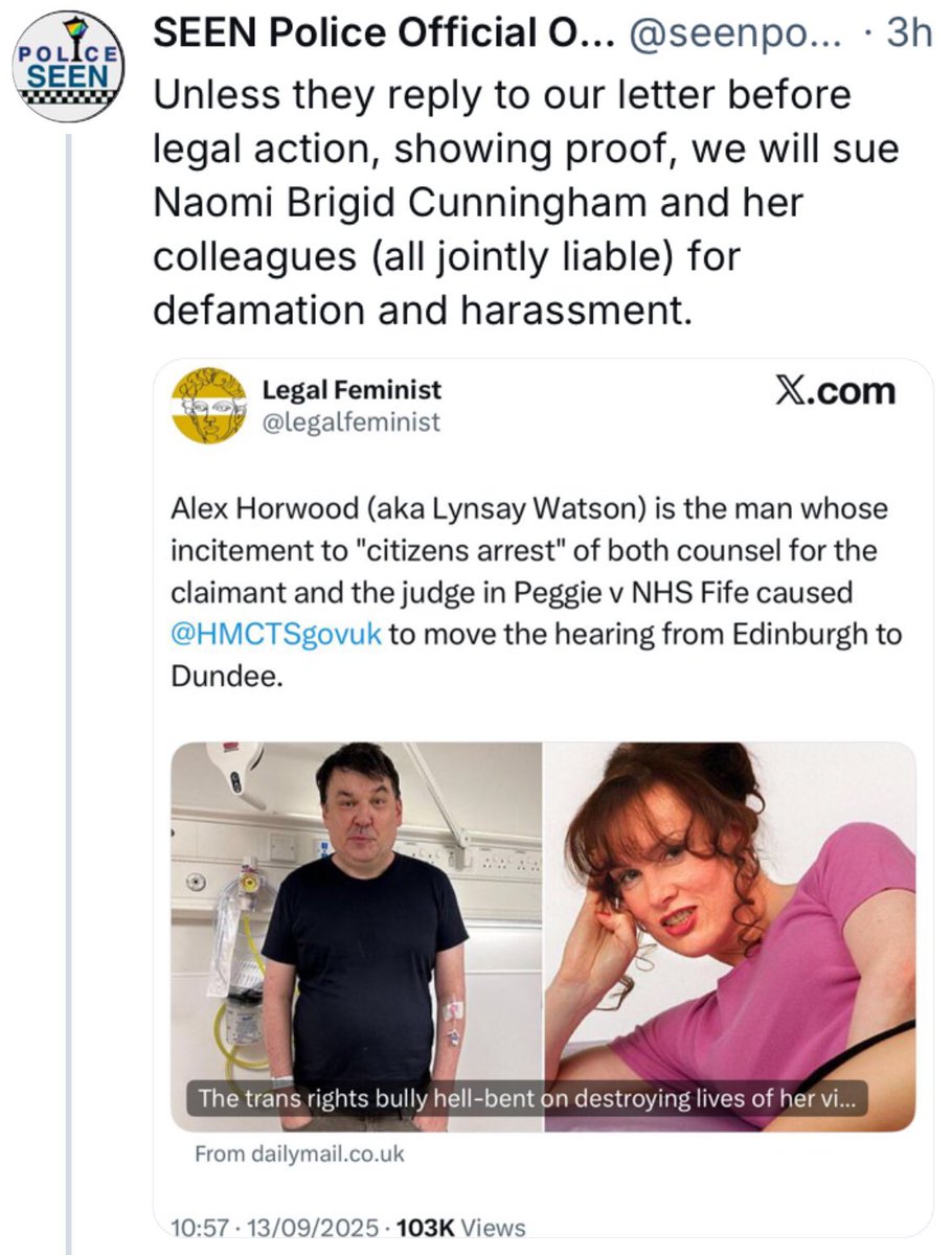Defamation? Have you seen the papers, mate? Your reputation is “spiteful deranged psychopath”, you can’t BE defamed.