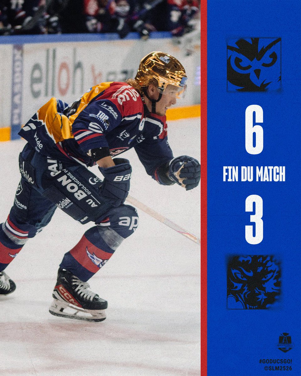 ⏱️ l Fin du match

Solides défensivement et opportunistes devant, les Ducs réussissent leurs retrouvailles avec leur public et font le plein de points, et de confiance 💪

Angers 6️⃣ - 3️⃣ Grenoble

#GoDucsGo I #SLMHockey I #SportAngers | #LaDalleAngevine