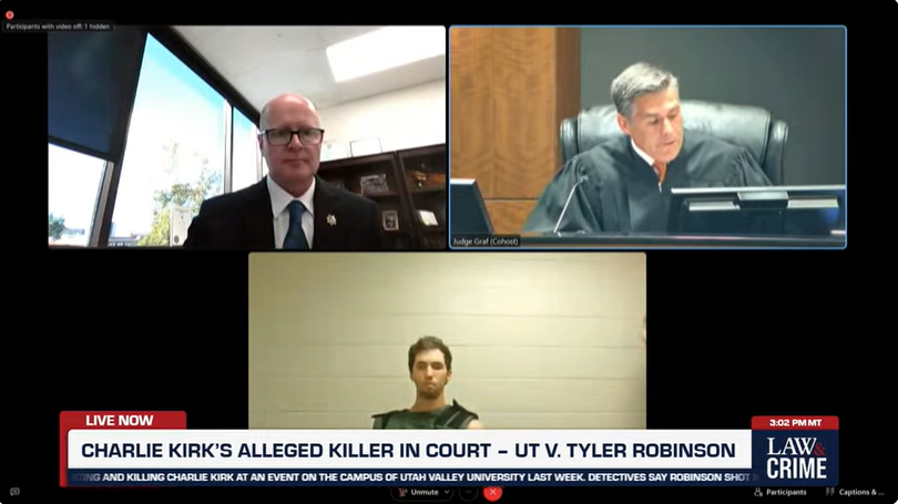 JuliBarkas's tweet photo. #breaking we're seeing TR - alleged assassin of #CharlieKirk for the first time since his arrest >>
#live now: https://t.co/MElO8CVSOR https://t.co/yEgwCaLGpw