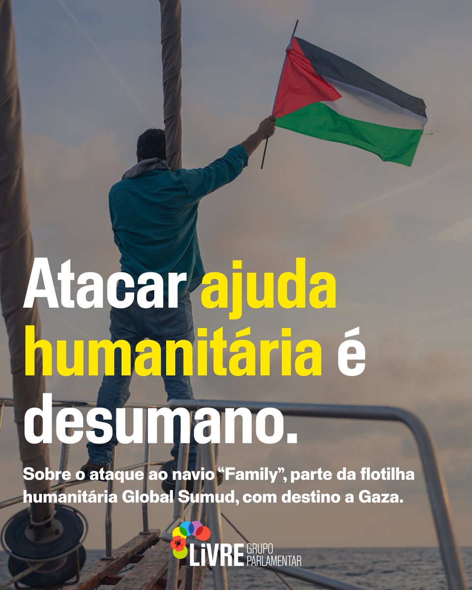 LIVREpt's tweet image. Ajuda humanitária deve ser protegida, nunca atacada. O LIVRE está ao lado das populações em Gaza e, por isso, pede também a proteção desta flotilha humanitária. 🇵🇸