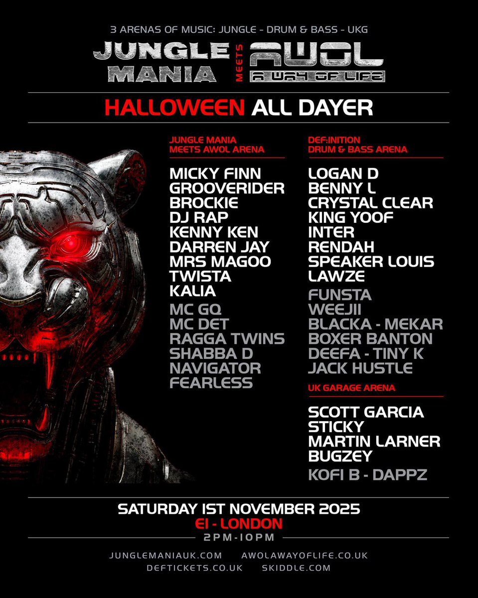 Big shout to Jungle Mania &amp; AWOL can’t wait for this one Halloween party November 1st !! 🔊🔊🎃🎃 #jungle #dnb #junglist #drumandbass