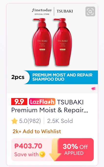 ang mura na ng tsubaki, 2 shampoo na tong ₱404!!
s.lazada.com.ph/s.u6l8V?cc