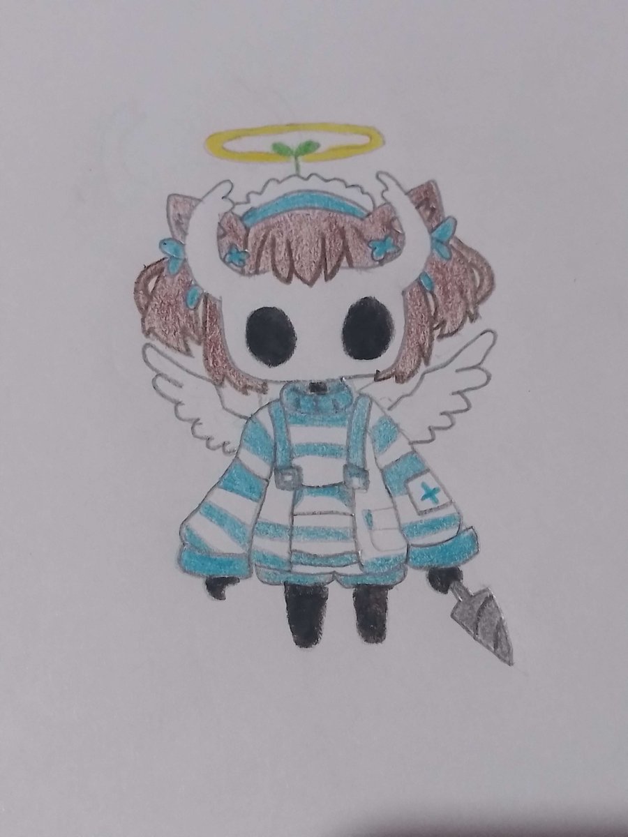 Ahora que lo recuerdo alguien me hizo un lindo dibujito estilo Hollow Knight, me encanta es muy cute Uwu