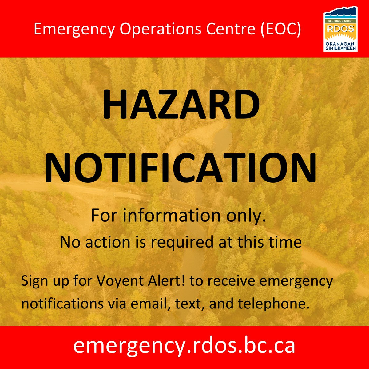 EOC Update: Tuesday, Sept 9, 2025, 9:45 am 

The Wilbert Hill Wildfire (K62039) and the Lower Smith Creek Wildfire (K62043)

Click the link to view the full update: rdos.bc.ca/newsandevents/…