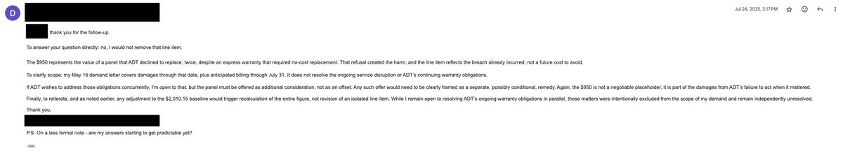 timeforus_org's tweet image. 106/
Here’s the email I sent.

First, notice the time gap.

I took nearly 4 hours to respond. I had decided that if my reply was going to be substantive, it was not going to be an emotional reaction.

#TimeForUs #Deliberate