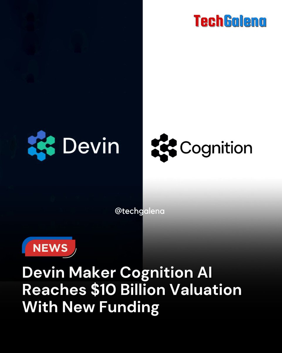 techgalena's tweet image. Cognition AI 🚀 just raised $400M and now hits a $10.2B valuation! 🤯 This is thanks to major growth with their AI coding tool, Devin, and the recent acquisition of Windsurf. Big moves in the AI world! 

#CognitionAI #AI #Tech #Devin #StartupLife #FundingNews