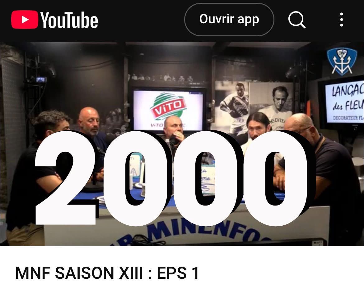 #Minenfootu ⚽️💙
Force est de constater que vous ne nous avez pas oublié pendant cette trêve estivale , on passe les 2000 vues en même pas 24h de diffusion...
A RINGRAZIAVVI A TUTTI  E FORZA BASTIA🫶🙌👊
🎥 Saison XIII MNF épisode 1 :

▶️ youtube.com/watch?v=QmCcL9…