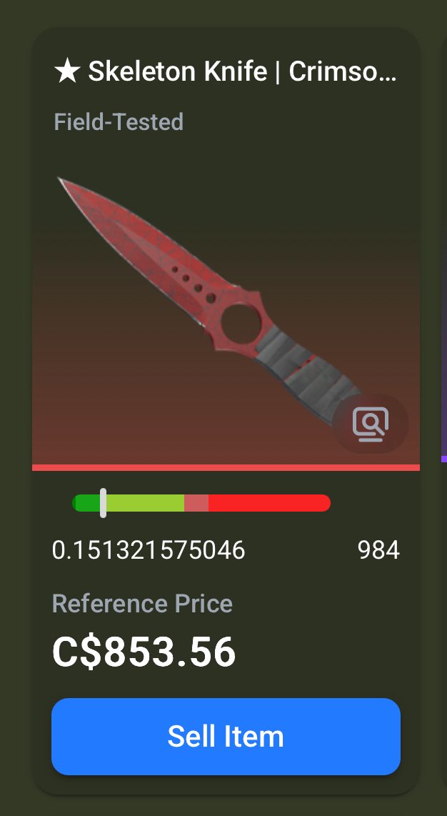 LaerayaFPS's tweet image. What’s a fair price I could sell this for, in CAD? It has no scratch marks, super low float for a FT knife. I need help!  #csskins #CS2 #counterstrike