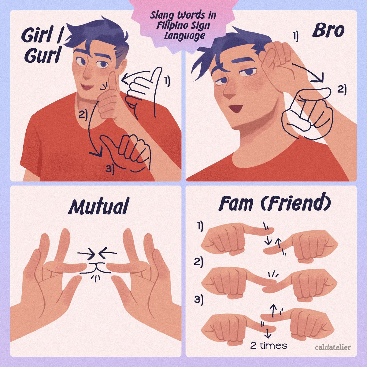 September is National Deaf Awareness Month!

Learn how to say different slangs in Filipino Sign Language for more fun, casual communication with Deaf people. 🤟