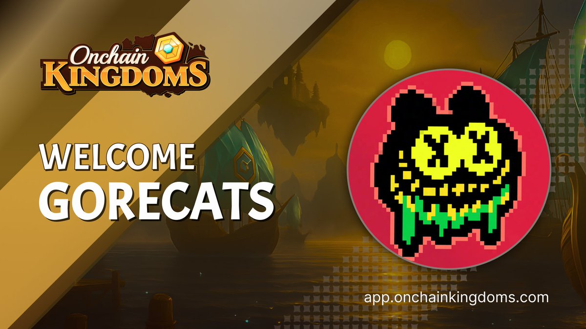Welcome <a href="/GORECATS/">GCATS🩸</a>!🏰

Backed by Emmy-winning <a href="/StudioNX/">StudioNX</a>, this gaming + media experiment brings pure chaos to the realm

Their holders can now engage, vote, and take part in Onchain Kingdoms.🔥

app.onchainkingdoms.com/collection/gor…