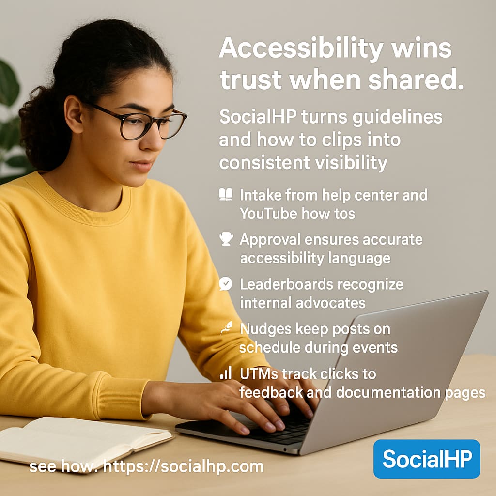 CaliCatSvc's tweet image. Accessibility wins trust when shared. SocialHP turns guidelines and how to clips into consistent visibility.

see how: labs.shp.so/l/4PnBPF

#Accessibility #InclusiveDesign #PlayerSupport #UX #GameDev