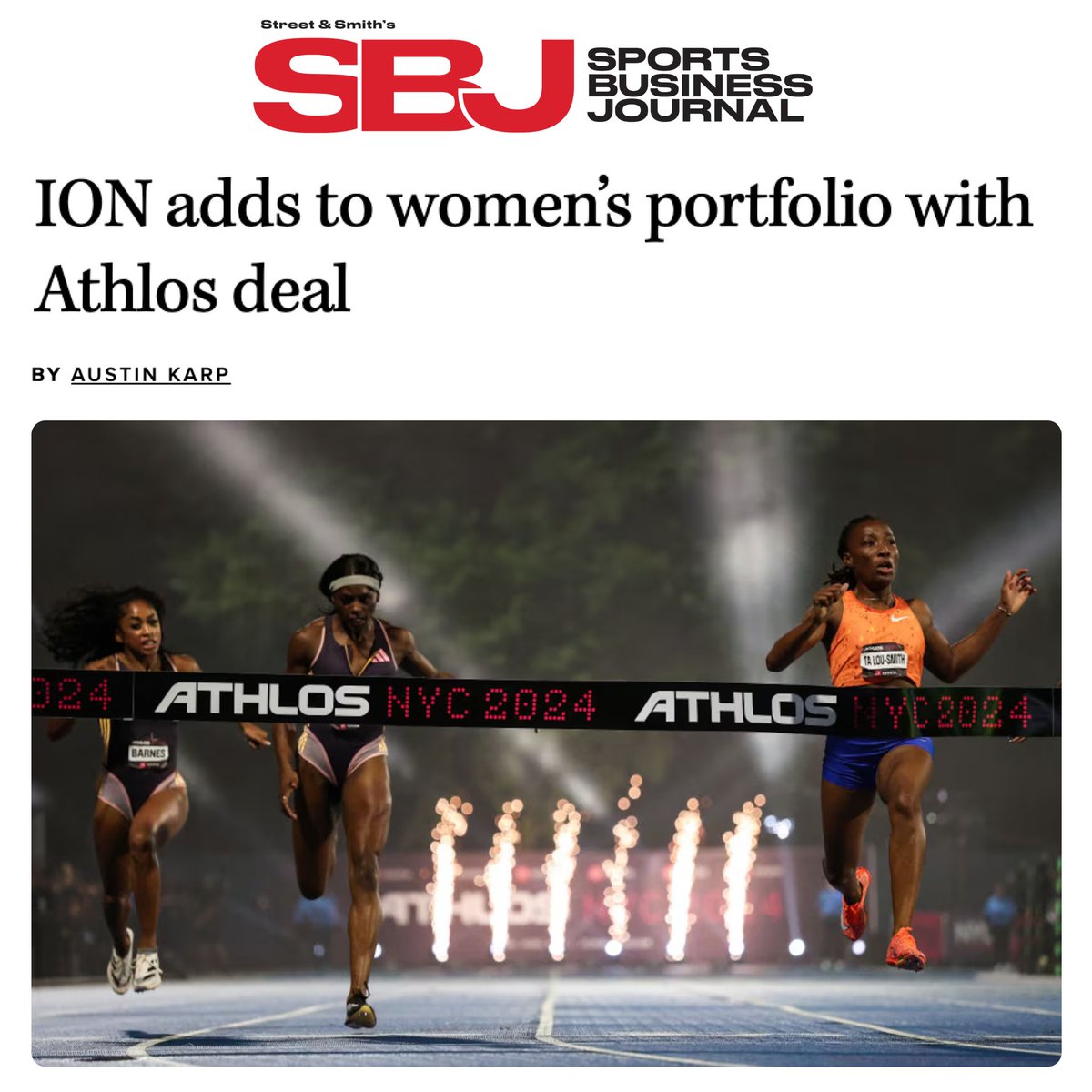 🚨 Big news: <a href="/athlos/">ATHLOS</a> is teaming up with @IONtv + <a href="/ScrippsSports/">Scripps Sports</a> to bring this year’s Athlos NYC to millions of homes.

The world’s fastest women, now on one of America’s most-watched networks. This is how we grow the sport.