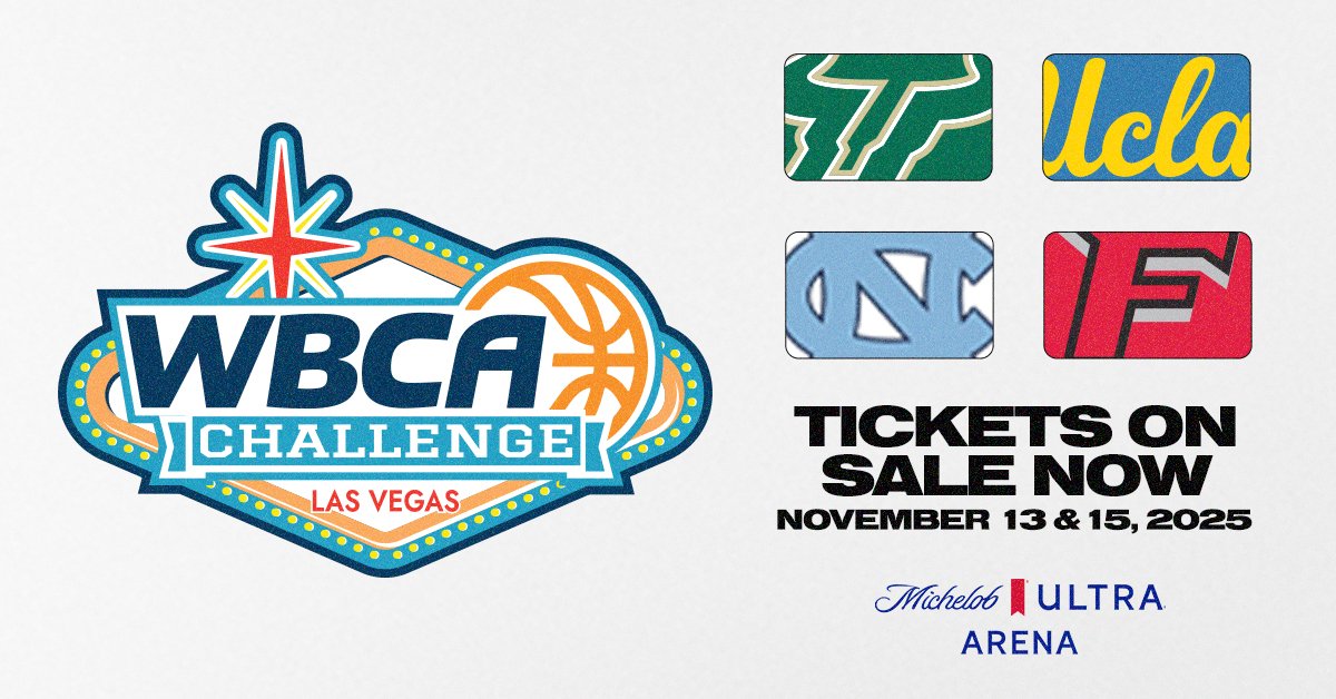 Tickets are now LIVE 🎟️ Don’t miss the inaugural #WBCAChallenge in Las Vegas this November at Michelob ULTRA Arena at Mandalay Bay Resort and Casino!

🎟️ axs.com/series/28997/2…

🏀 <a href="/USFWBB/">USF Women's Basketball</a>, <a href="/UCLAWBB/">UCLA Women's Basketball</a>, <a href="/uncwbb/">Carolina Women's Basketball</a> &amp; <a href="/StagsWBball/">Fairfield Women’s Basketball</a>📍 Nov. 13 &amp; 15, 2025 | Las Vegas