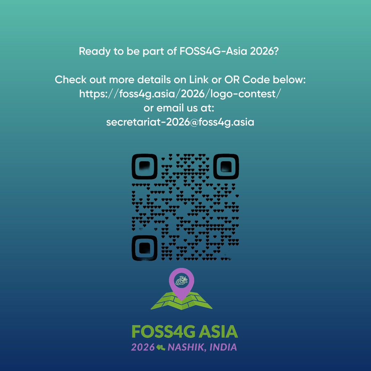 🎨 Calling all designers! Submit your logo for FOSS4G-ASIA 2026 and shape the face of open-source geospatial in Asia! 🌏 Deadline: 22 Sept 2025. Winner gets featured across all official platforms.

🔗 Details: foss4g.asia/2026/logo-cont…

#FOSS4G #ASIA #Geospatial #GIS #OpenSource