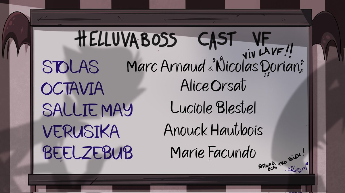 HazbinHotelFR's tweet image. LEZGO ! 

Plus qu'un rompichame et on retourne en enfer !!!🎉

En attendant on vous dévoile une partie du cast VF !!!! 
😈
 (Yen aura plus les prochains jours 😚)

#HelluvaBoss @PrimeVideoFR