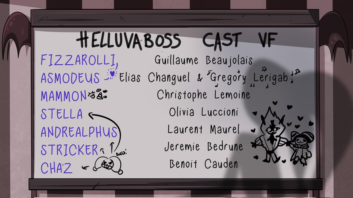 HazbinHotelFR's tweet image. LEZGO ! 

Plus qu'un rompichame et on retourne en enfer !!!🎉

En attendant on vous dévoile une partie du cast VF !!!! 
😈
 (Yen aura plus les prochains jours 😚)

#HelluvaBoss @PrimeVideoFR