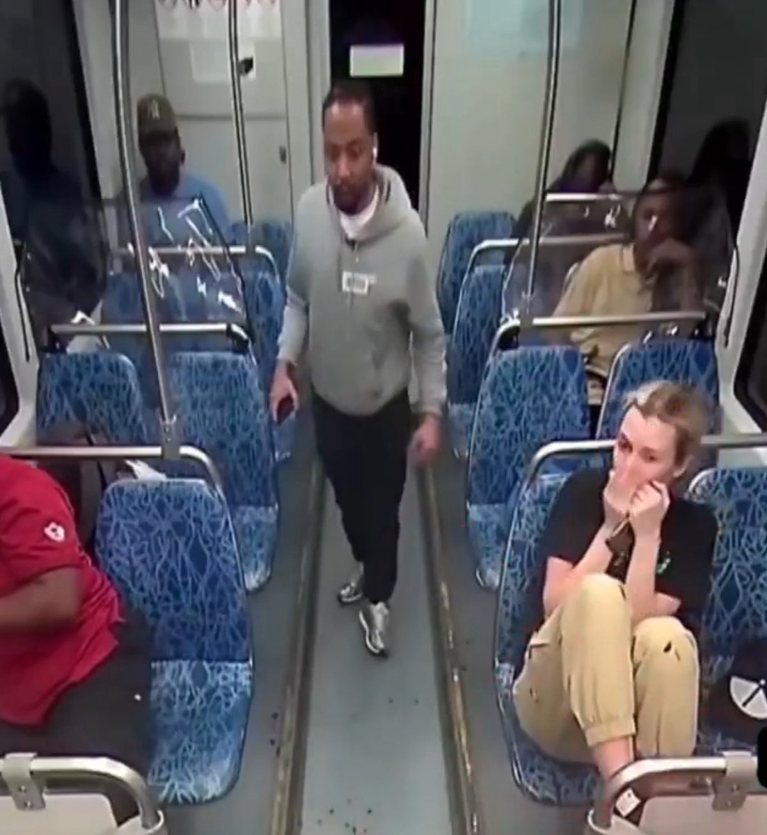 MarineF18ret's tweet photo. This is pure evil!!!!!!

Just look at all those full grown men that just Fk’n sat there and acted like nothing happened. Bunch of Fk’n cowards 🤬

Just not sure how anyone can live with themselves after sitting there and doing nothing while a woman is being attacked. This is obviously the results of racial tension within our society that they have done to us….

I myself couldn’t care less of what skin color that woman was or the laws that have been put in place to make others feel like it’s not worth it to help, my natural impulse would have been to go at that guy immediately with everything I had no matter if it cost me my own life. 

Honestly, our society has taken a turn for the worst that anyone can imagine, when our society doesn’t even protect woman or children because people are too afraid to get involved.