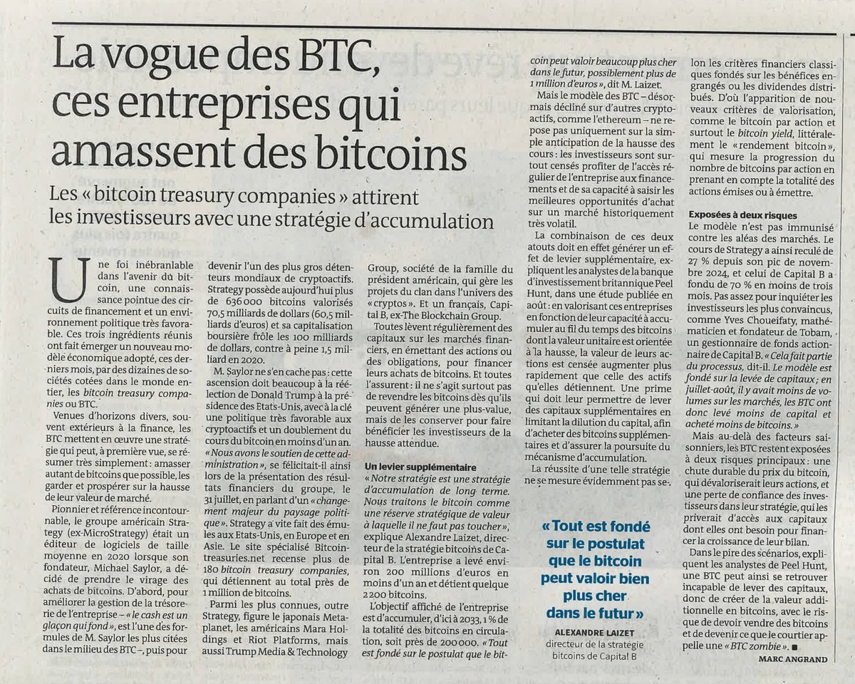 BTC / Share and Capital ₿ for the first time in major French newspaper  @lemondefr⚡️