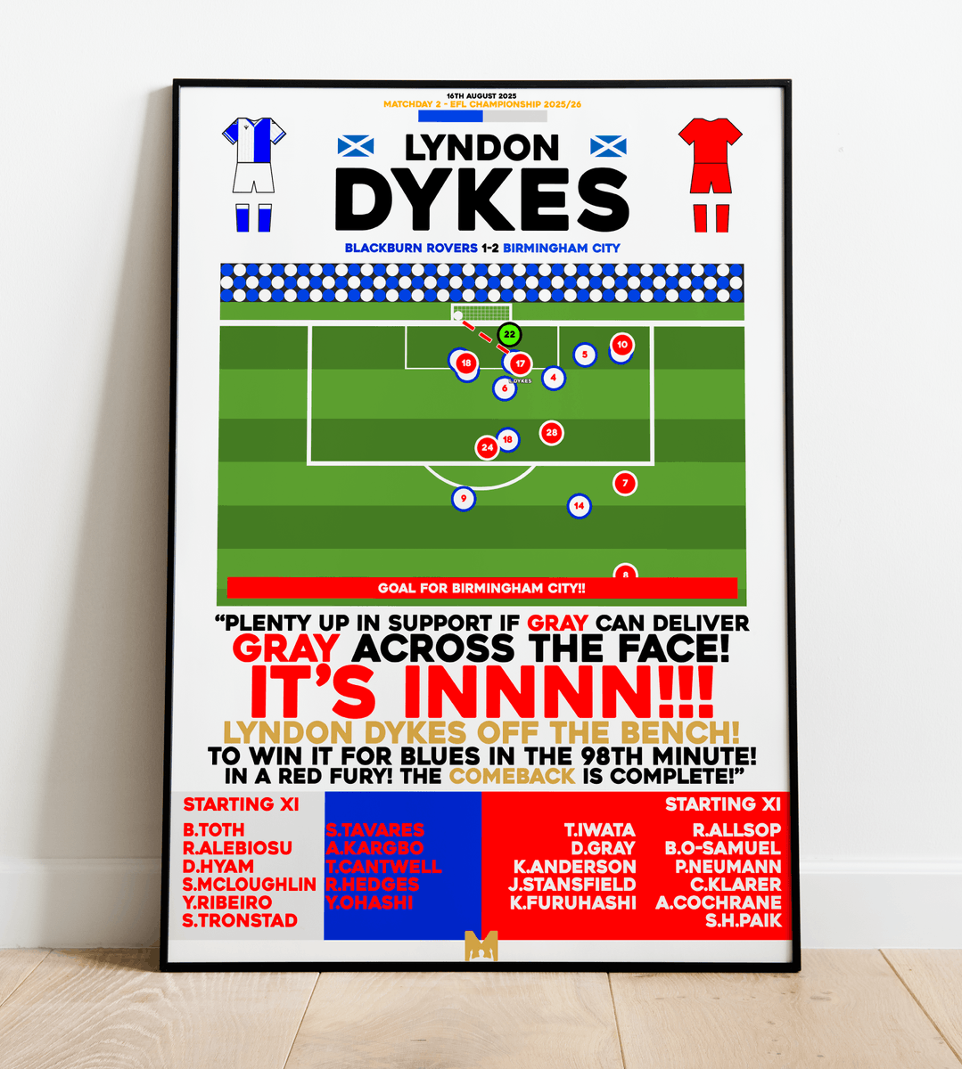 🚨NEW DROP🚨 

Due to popular demand (300+ LIKES) 

We're proud to launch a New Print to make any Birmingham City Fan Happy!🔵⚪️ 

Lyndon Dykes v Blackburn Rovers🏴󠁧󠁢󠁳󠁣󠁴󠁿 

CODE: 'BCFC' for 15% OFF All items✅ 

➡️mezzaladesigns.co.uk/collections/bi… 

#BCFC #KRO