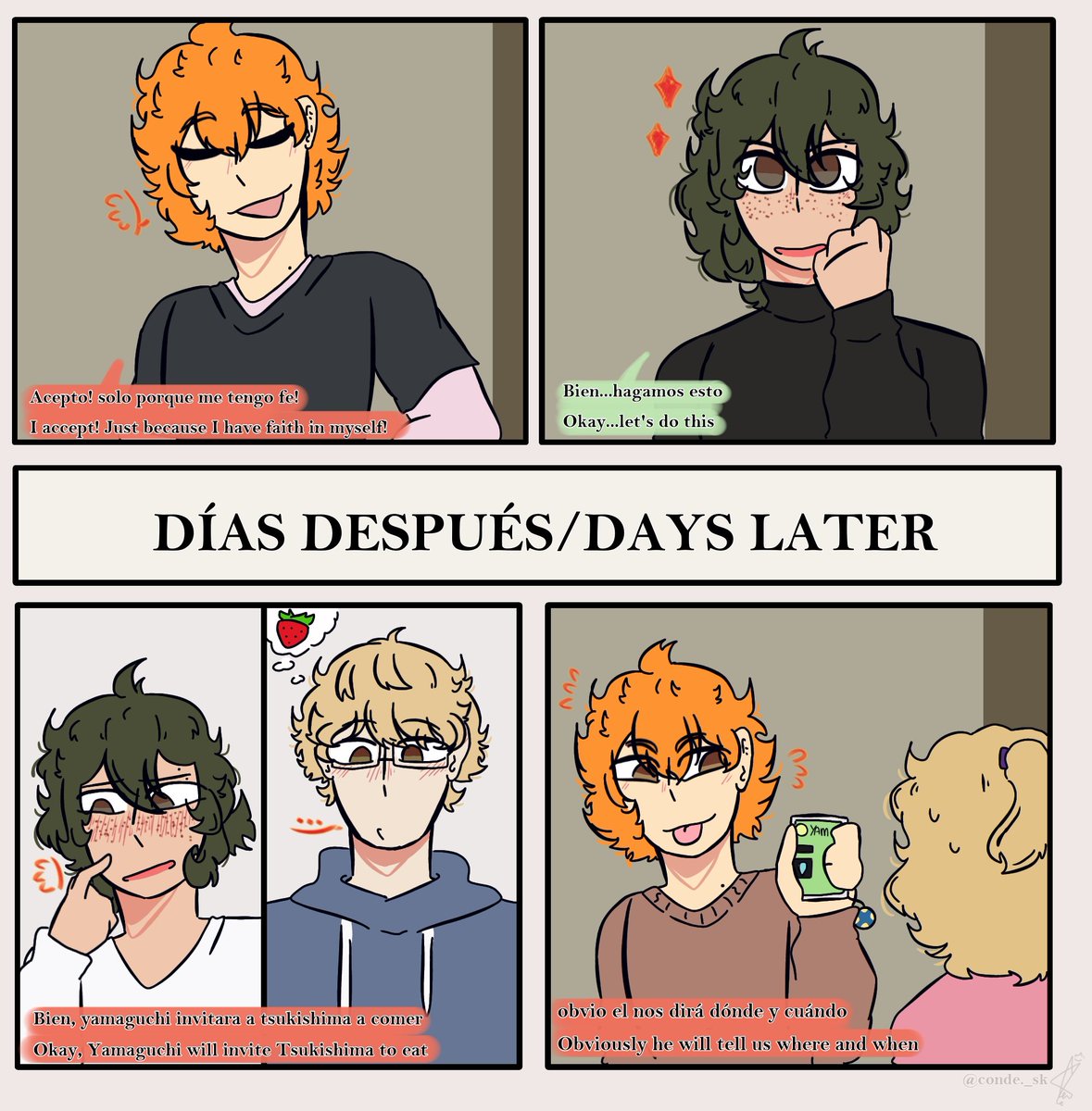 shima___sk's tweet photo. Atencion [P3/??]
AAAA, cuanto tiempo paso de esto! Me es muy dificil seguir las cosas pero juro que voy a intentar que este comic no muera rapido! 
Tomen jiji todavia hay que ver como termina esto ✨️

#Haikyuu #haikyuufanart #tsukiyama #tsukishimakei #yamaguchitadashi https://t.co/FbqxT4HsNC