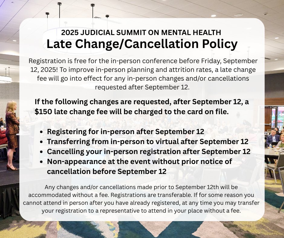 Registration for the 2025 Summit in person is FREE until this Friday, September 12, so register soon! Read our late change/cancellation policy 👇 

Register here: web.cvent.com/event/e401bbc3…