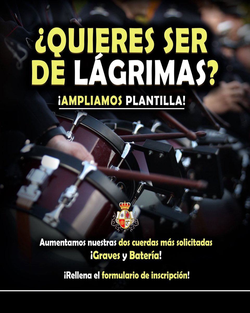 ¡𝗔𝗠𝗣𝗟𝗜𝗔𝗠𝗢𝗦 𝗣𝗟𝗔𝗡𝗧𝗜𝗟𝗟𝗔! 📃✍🏻

🥁 Ampliamos nuestra plantilla de las dos cuerdas más solicitadas como son la de los graves y la percusión.

📯 Si estás interesado, sólo tienes que rellenar el formulario de inscripción. 

🔗 Tienes el enlace a continuación: