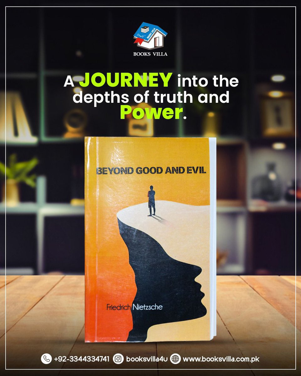 booksVilla_pk's tweet image. Philosophy lovers, this one’s for you! 🧠 
Beyond Good and Evil at an affordable price only at booksvilla.com.pk

Buy yours now..

#buybook #ReadersCommunity #novels #booksvilla