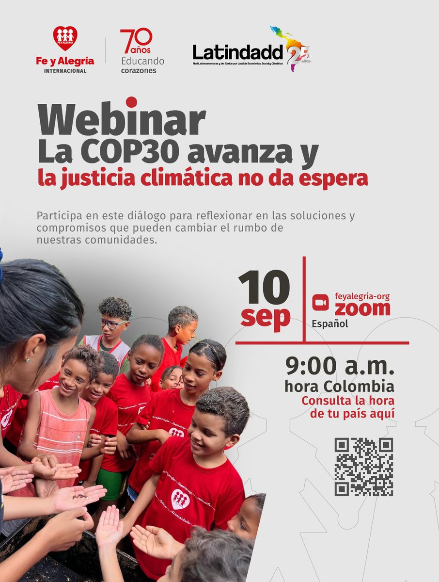 🌍 ¡La justicia climática no puede esperar! Este 10 de septiembre únete al diálogo para reflexionar sobre soluciones y compromisos que transformen nuestras comunidades. 💬✨

🕗 8 a.m. CDMX/GT/SS | 9 a.m. Bogotá/Quito | 10 a.m. RD/Caracas | 11 a.m. Brasilia