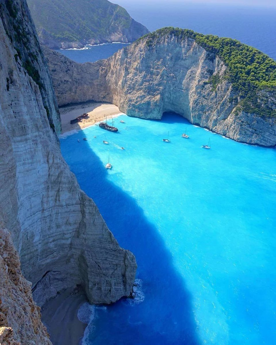 Navagio Beach, or Shipwreck Beach, on the coast of Zakynthos, in the Ionian Islands of Greece