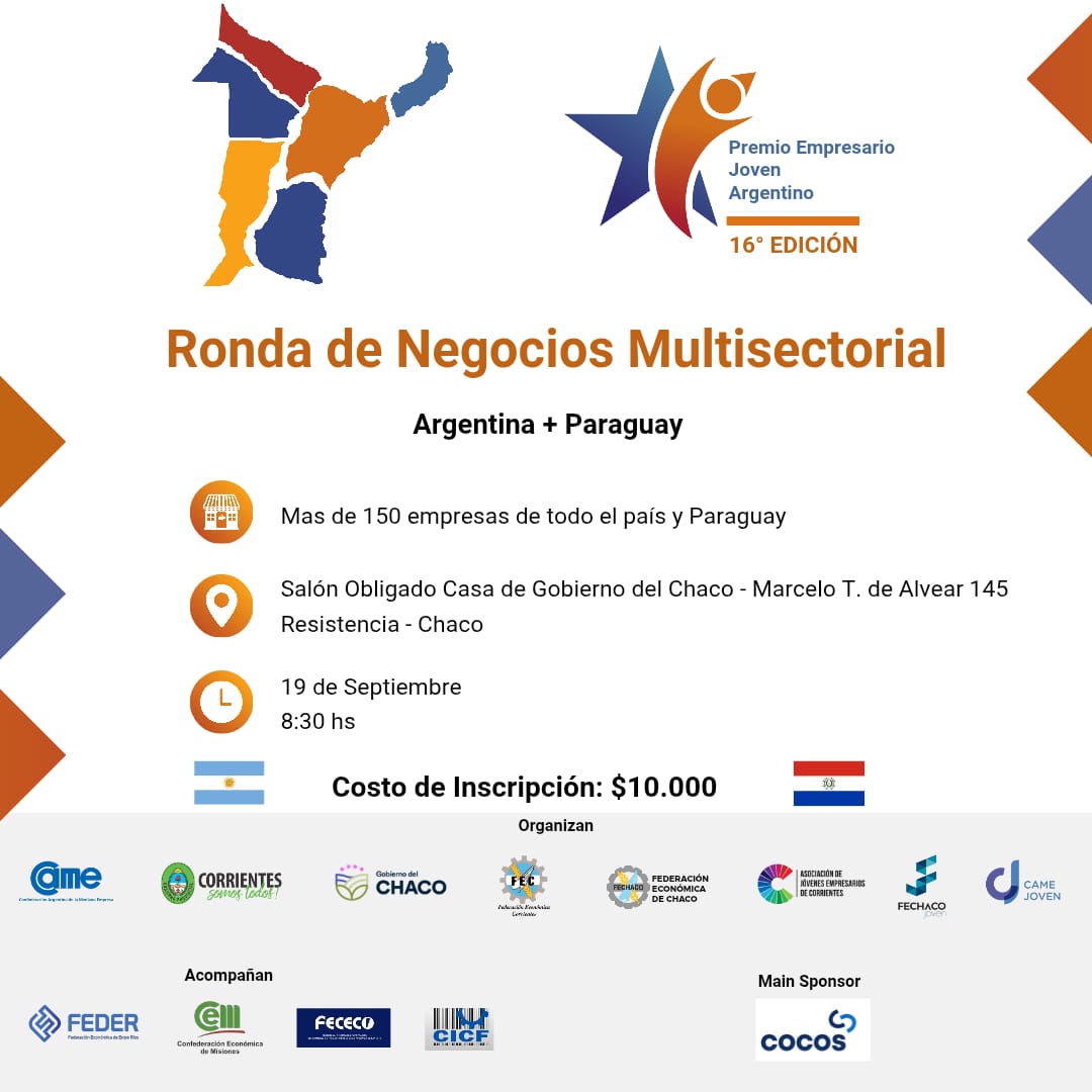 🚀 ¿Listo para hacer despegar tu negocio?

Más de 150 empresas de Argentina y Paraguay se reunirán en la Ronda de Negocios Multisectorial en el marco del Premio Empresario Joven Argentino.

🔗 Cupos limitados! 
INSCRIBITE → forms.gle/KvtV7phYyBiN6Q…