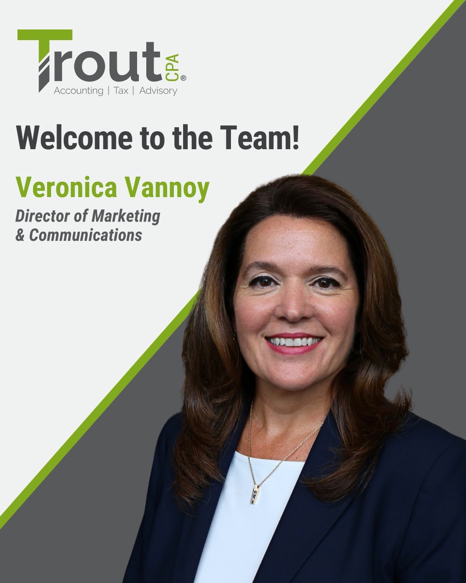 We’re excited to welcome Veronica Vannoy as our new Director of Marketing &amp; Communications! 

Read more at bit.ly/4pkoNPm

#TroutCPALife #NewHire #PublicAccounting #AccountingMarketing