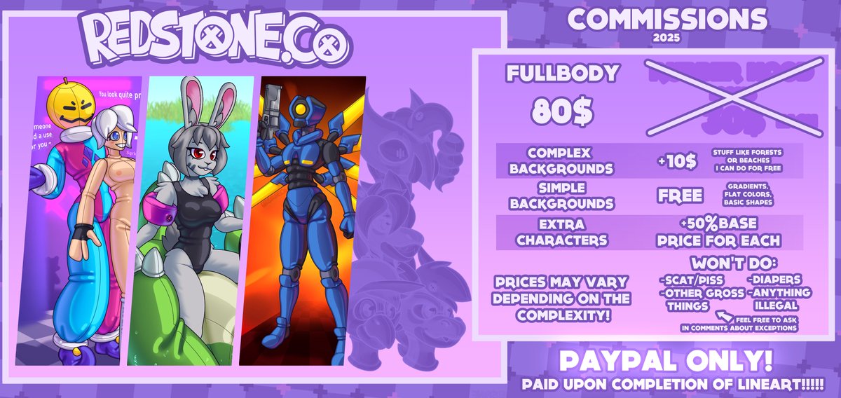 Commissions!!! 🟣

Taking 2 full bodies!!!

Classic, you know the deal, youve been waiting

Form here 👇
forms.gle/FbmyeZ8rijPgDS…