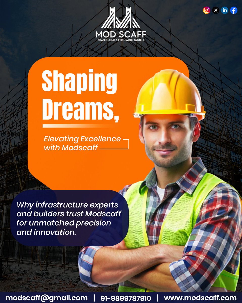 ModscaffIndia's tweet image. 🏗✨ Shaping Dreams, Building Futures! 🌍💡
At ModScaff, we don’t just create scaffolding — we elevate excellence, precision &amp;amp; innovation 🔧🚀

📱 +91-9899787910
🌐 modscaff.com 

#ModScaff #ElevatingExcellence #BuildingDreams