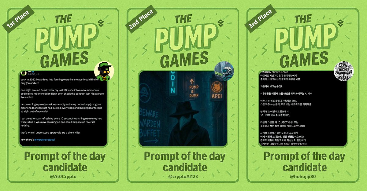 wardenprotocol's tweet photo. Here are our winners for the First PUMP Games of Season 3! Congratulations 🔥

🥇 1000 PUMPs - @At0Crypto 
🥈 500 PUMPs - @cryptoAl123 
🥉 300 PUMPs - @hohojiji80 

And you, are you ready to participate to the next ones? 👀 https://t.co/IHtOLxs4A8
