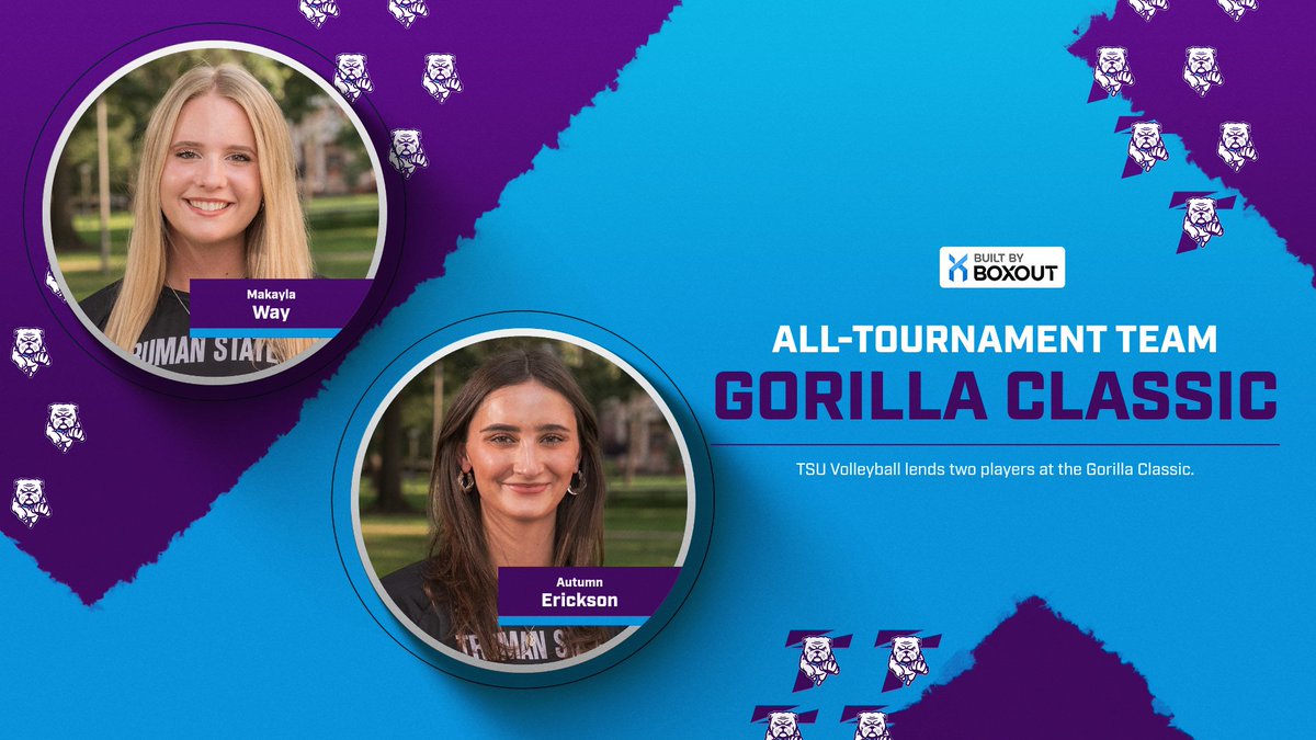 TrumanAthletics's tweet photo. 🏐, Congratulations to Autumn Erickson and Makayla Way for making the Gorilla Classic All-Tournament this past weekend in Pittsburg, Kansas! 

#bulldognation #bewareofdog #dogonpremises #trumanstate https://t.co/KPo1zj5kYh