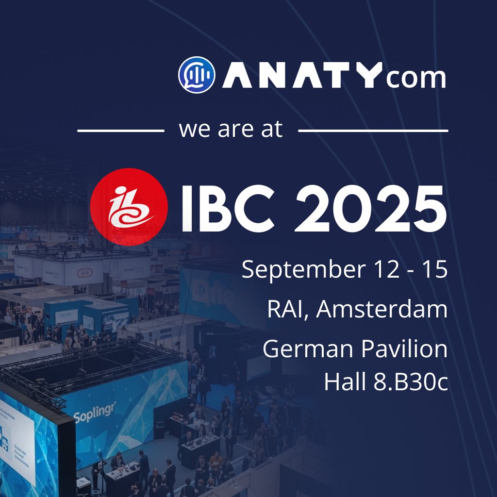 We’ll be at <a href="/IBCShow/">IBC</a> in Amsterdam with <a href="/ANATYcom/">ANATYcom</a> this weekend! 🚀

Come find us at the German Pavilion, Hall 8.30c to connect, experience it firsthand, and grab your IBC-exclusive 15% discount code.

#IBC2025 #Amsterdam #anatyproductions #ANATYcom