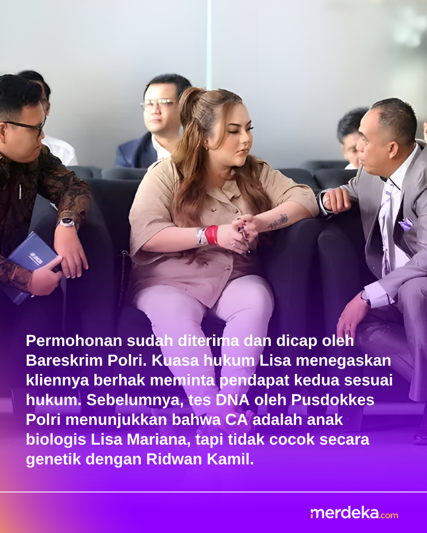 merdekadotcom's tweet photo. Selebgram Lisa Mariana ajukan tes DNA ulang di RS Mount Elizabeth Singapura terkait putrinya dan Ridwan Kamil. Permohonan diterima Bareskrim sebagai upaya second opinion. Kuasa hukum sebut hak setiap warga untuk pembanding.ย
#BeritaTerkini #TesDNA #mdkdriz #mdknbl https://t.co/pa9qKAeuiv