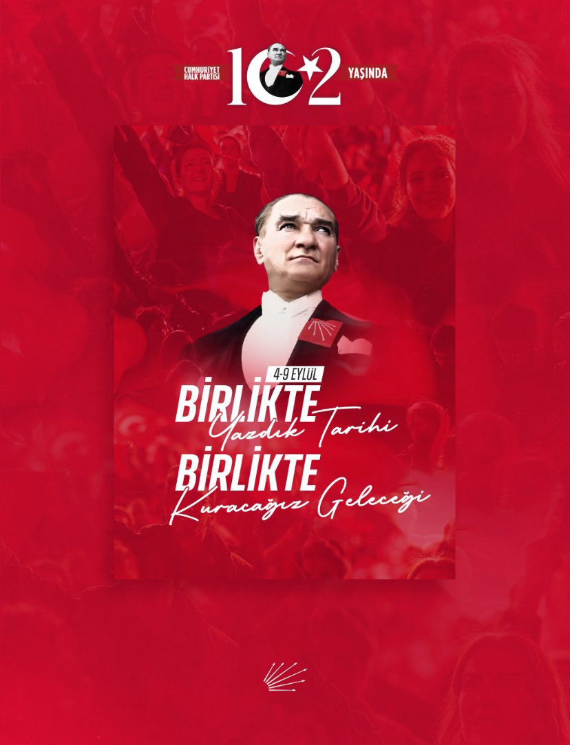 GUMUT2's tweet photo. 102.yılımız kutlu olsun. Dirençle, inatla, inançla var olmaya devam edeceğiz. #CHP102yaşında https://t.co/4tNni7k6LL